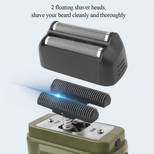 Men's Shaver Beard Hair Trimmer Electric Razor 2 Floating Shaver Head
